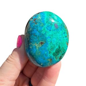 Shop Tumbled Chrysocolla Crystals & Pocket Stones! Chrysocolla Palm Stone (0.75" – 2.5") – Polished Chrysocolla Oval Crystal – Chrysocolla Tumbled Gemstone – Blue and Green Healing Crystal | Natural genuine stones & crystals in various shapes & sizes. Buy raw cut, tumbled, or polished gemstones for making jewelry or crystal healing energy vibration raising reiki stones. #crystals #gemstones #crystalhealing #crystalsandgemstones #energyhealing #affiliate #ad