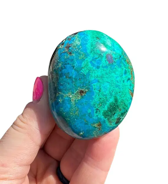 Chrysocolla Palm Stone (0.75" - 2.5") Chrysocolla From Peru - Chrysocolla Stone - Chrysocolla Tumbled Stone - Healing Crystals And Stones