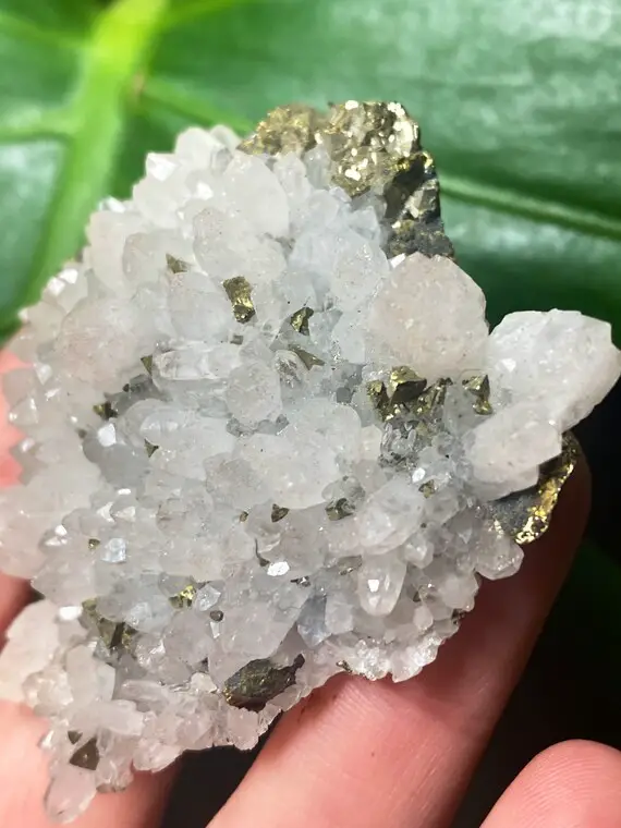 Unique Quartz Pyrite Crystal Cluster With Chrysocolla Specimen 6x6cm, 42g Raw Minerals