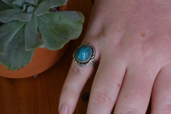 Handcrafted Peruvian Chrysocolla Sterling Silver Ring - Size 6