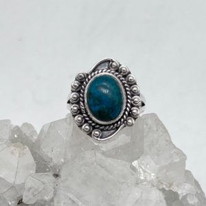 Shop Chrysocolla Rings! Natural Chrysocolla Malachite Ring Size 9 | Natural genuine Chrysocolla rings, simple unique handcrafted gemstone rings. #rings #jewelry #shopping #gift #handmade #fashion #style #affiliate #ad