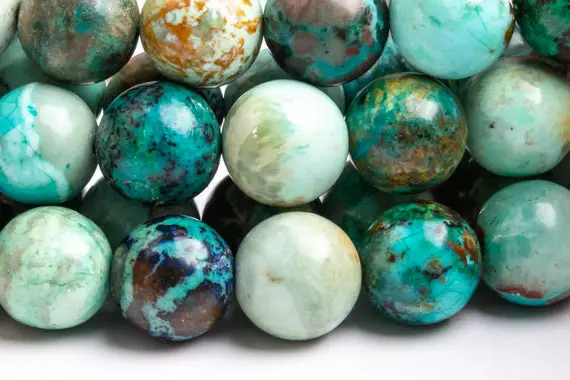 Genuine Natural Chrysocolla Gemstone Beads 12mm Multicolor Round A Quality Loose Beads (119109)