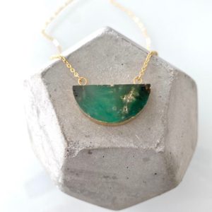 Shop Chrysoprase Necklaces! Chrysoprase Necklace Half Moon Gemstone Necklace Gold Filled Chain Green Crystal Pendant Girlfriend Raw Chrysoprase Jewelry Boho Necklaces | Natural genuine Chrysoprase necklaces. Buy crystal jewelry, handmade handcrafted artisan jewelry for women.  Unique handmade gift ideas. #jewelry #beadednecklaces #beadedjewelry #gift #shopping #handmadejewelry #fashion #style #product #necklaces #affiliate #ad