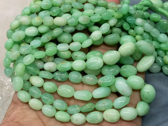 14 Inches Strand,finest Quality,natural Chrysoprase Smooth Oval Beads,size 7-11mm