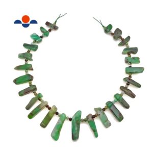 Shop Chrysoprase Bead Shapes! Chrysoprase Graduated Irregular Slice Stick Points Beads 15-35mm 15.5" Strand | Natural genuine other-shape Chrysoprase beads for beading and jewelry making.  #jewelry #beads #beadedjewelry #diyjewelry #jewelrymaking #beadstore #beading #affiliate #ad