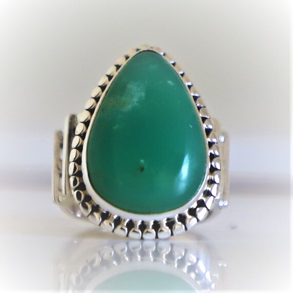 Natural Chrysoprase Ring, 925 Sterling Silver, Chrysoprase Jewelry,beautiful Ring,natural Stone Chrysoprase, Green Stone Ring,christmas Gift