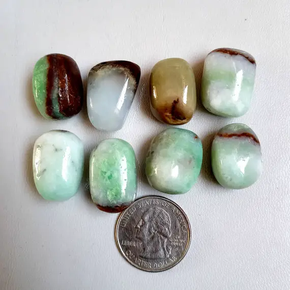 Chrysoprase Tumbled Stone, Chrysoprase Crystal, Chrysoprase Loose Tumble, Healing Stone Reiki Tumbles, Crystal Craft Kits For Jewelry Making