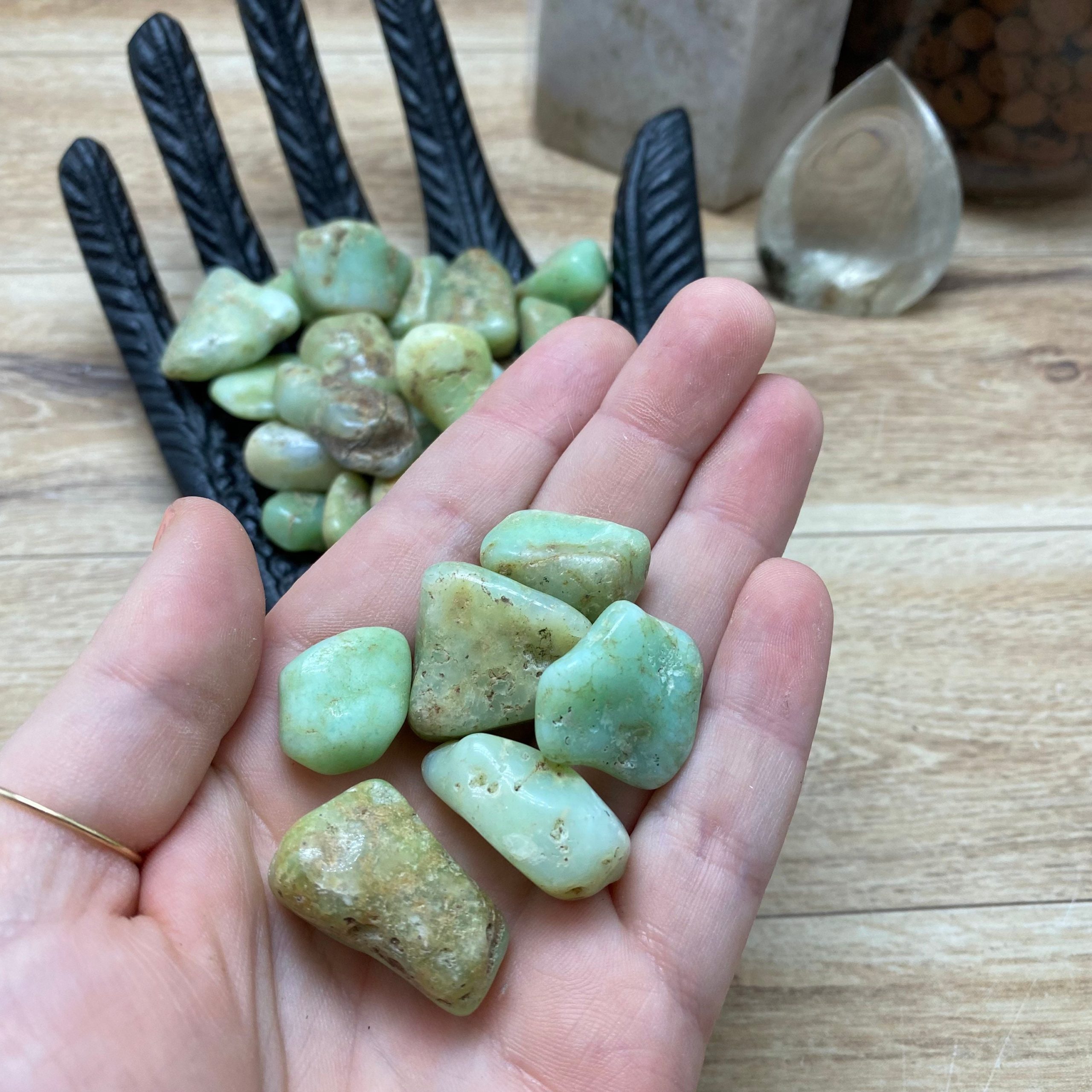 Chrysoprase Tumbles | Brazilian Light Green Chrysoprase | Tumbled Stones | Green Chrysoprase Tumble Crystals | Pocket Stones