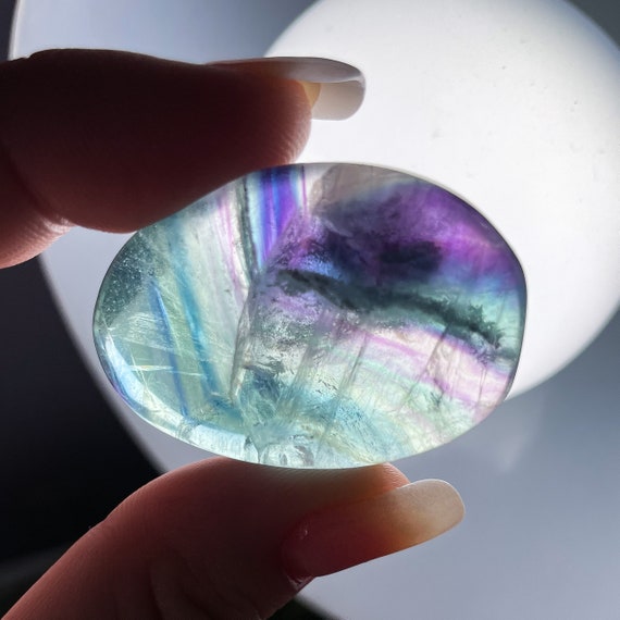 Chunky Rainbow Fluorite Tumbles, Pocket Crystal, Peace And Calmness Stone