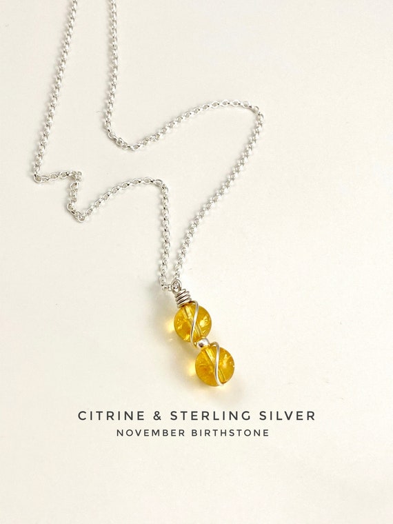 Citrine Necklace, Citrine Birthstone Jewelry, November Birthstone