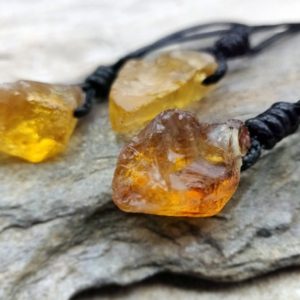 Adjustable Citrine Necklace for Men or Women, Raw Citrine Pendant, November Birthstone Jewelry, Prosperity & Good Luck Gifts | Natural genuine Gemstone pendants. Buy handcrafted artisan men's jewelry, gifts for men.  Unique handmade mens fashion accessories. #jewelry #beadedpendants #beadedjewelry #shopping #gift #handmadejewelry #pendants #affiliate #ad