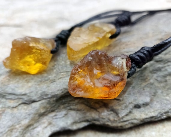Adjustable Citrine Necklace For Men Or Women, Raw Citrine Pendant, November Birthstone Jewelry, Prosperity & Good Luck Gifts