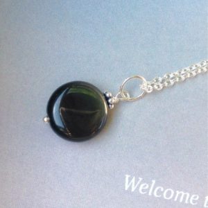 Shop Golden Obsidian Jewelry! Coin Obsidian Pendant necklace, 11mm,  Sterling Silver, Genuine Obsidian Gemstone, Natural Gemstones, Onyx, black gemstone | Natural genuine Golden Obsidian jewelry. Buy crystal jewelry, handmade handcrafted artisan jewelry for women.  Unique handmade gift ideas. #jewelry #beadedjewelry #beadedjewelry #gift #shopping #handmadejewelry #fashion #style #product #jewelry #affiliate #ad