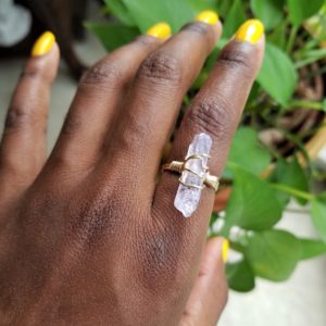 Crystal: Lavender Quartz Angel Aura Wire Wrapped Ring | Natural genuine Gemstone rings, simple unique handcrafted gemstone rings. #rings #jewelry #shopping #gift #handmade #fashion #style #affiliate #ad