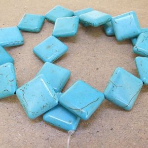 Shop Diamond Bead Shapes! Full Strand— Diamond Howlite Turquoise Beads —-17mmX23mm —- 15.5 inch | Natural genuine other-shape Diamond beads for beading and jewelry making.  #jewelry #beads #beadedjewelry #diyjewelry #jewelrymaking #beadstore #beading #affiliate #ad