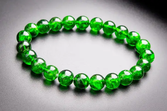 23 Pcs - 8mm Transparent Chrome Diopside Bracelet Intense Forest Green Siberian Emerald Aaaaa Genuine Natural Round Gemstone (118547h-4035)
