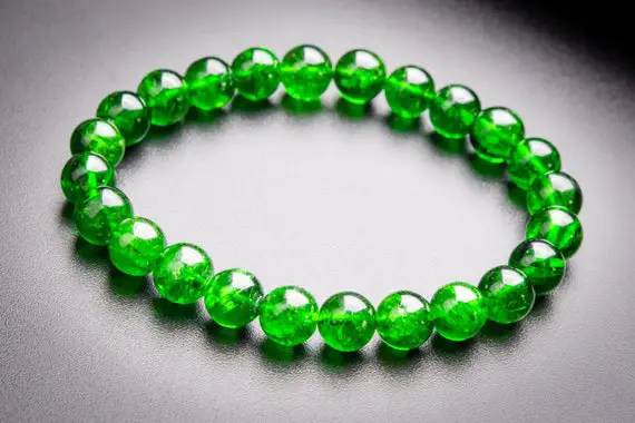 24 Pcs - 7-8mm Transparent Chrome Diopside Bracelet Intense Forest Green Siberian Emerald Aaaaa Genuine Natural Round Gemstone(118549h-4035)