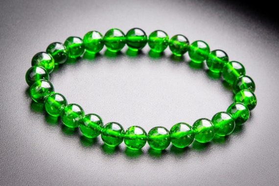25 Pcs - 7mm Transparent Chrome Diopside Bracelet Intense Forest Green Siberian Emerald Aaaaa Genuine Natural Round Gemstone (118552h-4035)