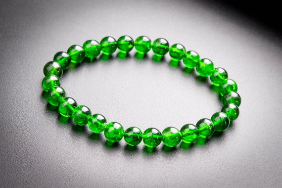 27 Pcs - 6-7mm Transparent Chrome Diopside Bracelet Intense Forest Green Siberian Emerald Aaaaa Genuine Natural Round Gemstone(117972h-3991)