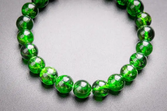 Genuine Natural Chrome Diopside Gemstone Beads 7-8mm Transparent Intense Forest Green Round Aaaaa Quality Bracelet (118810h-4088)