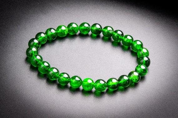 Genuine Natural Chrome Diopside Beads 7mm Transparent Intense Forest Green Siberian Emerald Round Aaaaa Quality Bracelet (118796h-4070)