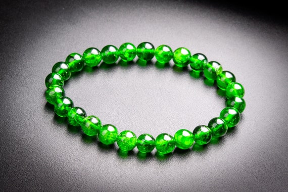 Genuine Natural Chrome Diopside Beads 7mm Transparent Intense Forest Green Siberian Emerald Round Aaaaa Quality Bracelet (118795h-4070)