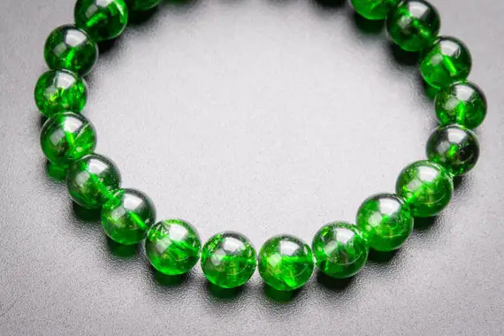 Genuine Natural Chrome Diopside Gemstone Beads 8mm Transparent Intense Forest Green Round Aaaaa Quality Bracelet (118815h-4088)