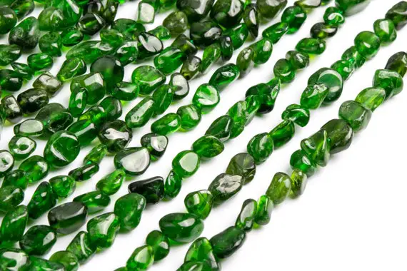 Genuine Natural Chrome Diopside Gemstone Beads 6-8mm Green Pebble Nugget Aaa Quality Loose Beads (108467)