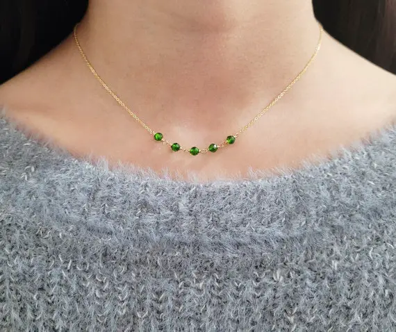 Chrome Diopside Necklace, Handmade Jewelry, Gemstone Necklace, Necklaces For Women, Simple Gold Necklace, Layered Choker, Choker Necklace
