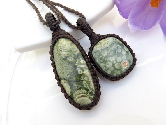 Earth Protector / Rainforest Jasper Necklace Set / Rhyolite Necklace / Jasper Jewelry/ Earth Day Necklace / Hippy Style / Hippy Necklace