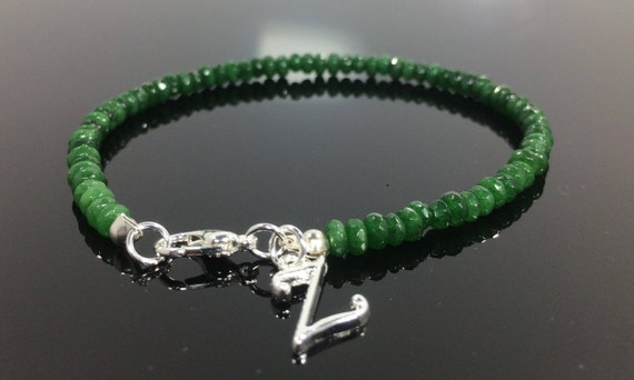 Emerald Bracelet, Emerald Gemstone Bracelet ,  Birthstone Bracelet, Initial Bracelet , Personalized Bracelet