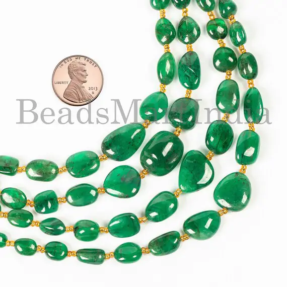 Natural Emerald Plain Beads, Emerald Nugget Shape Beads, Emerald Beads, Emerald Smooth Beads, Emerald Gemstone Beads, Emerald Natural Beads