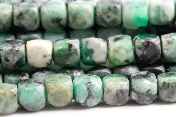 Genuine Natural Colombian Emerald Gemstone Beads 4x4mm Green Faceted Cube Aa Quality Loose Beads (117846)