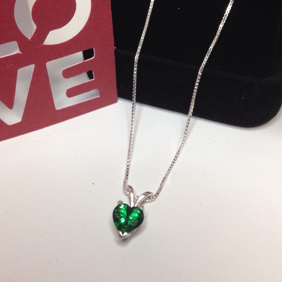 Beautiful 1ct Heart Cut Emerald Solitaire In Sterling Silver Pendant Necklace Jewelry Gifts Vatrending Jewelry