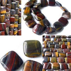 Shop Tiger Iron Beads! Fabulous Natural Tiger Iron Square Bead Strand | 20x20x6mm | 20 Beads | | Natural genuine other-shape Tiger Iron beads for beading and jewelry making.  #jewelry #beads #beadedjewelry #diyjewelry #jewelrymaking #beadstore #beading #affiliate #ad