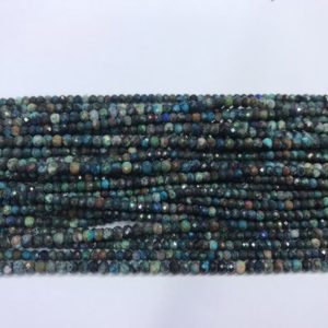 Shop Chrysocolla Rondelle Beads! Faceted Chrysocolla Lapis 2.8mm Rondelle Cut Green Blue Loose Gemstone Beads 15inch Jewelry Supply Bracelet Necklace Material Wholesale | Natural genuine rondelle Chrysocolla beads for beading and jewelry making.  #jewelry #beads #beadedjewelry #diyjewelry #jewelrymaking #beadstore #beading #affiliate #ad