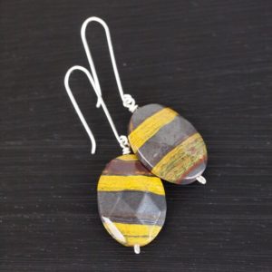 Shop Tiger Iron Earrings! Faceted Tiger Iron Large Drop Earrings | Natural genuine Tiger Iron earrings. Buy crystal jewelry, handmade handcrafted artisan jewelry for women.  Unique handmade gift ideas. #jewelry #beadedearrings #beadedjewelry #gift #shopping #handmadejewelry #fashion #style #product #earrings #affiliate #ad