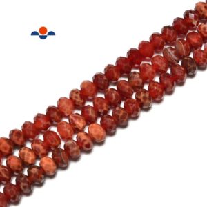 Burnt Orange Fire Agate Hard Cut Faceted Rondelle Beads 4x6mm 5x8mm 15.5''Strand | Natural genuine beads Gemstone beads for beading and jewelry making.  #jewelry #beads #beadedjewelry #diyjewelry #jewelrymaking #beadstore #beading #affiliate #ad