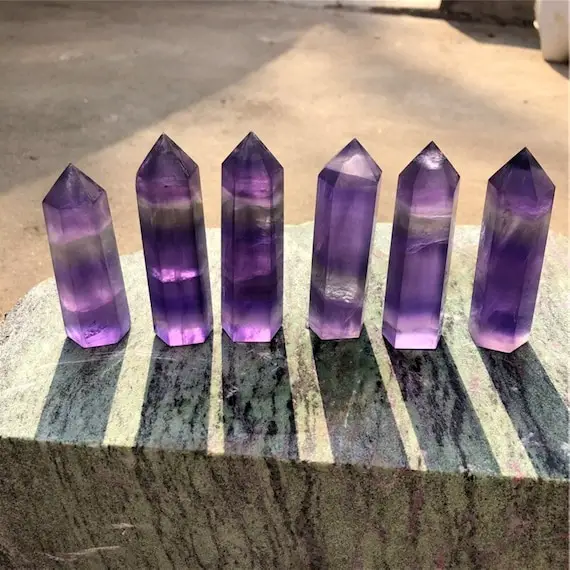 Fluorite Tower Obelisk Purple Fluorite Double Terminated Crystal Point Gemstone Tower Wand Bulk Wholesale Healing Crystal Home Decor Gift