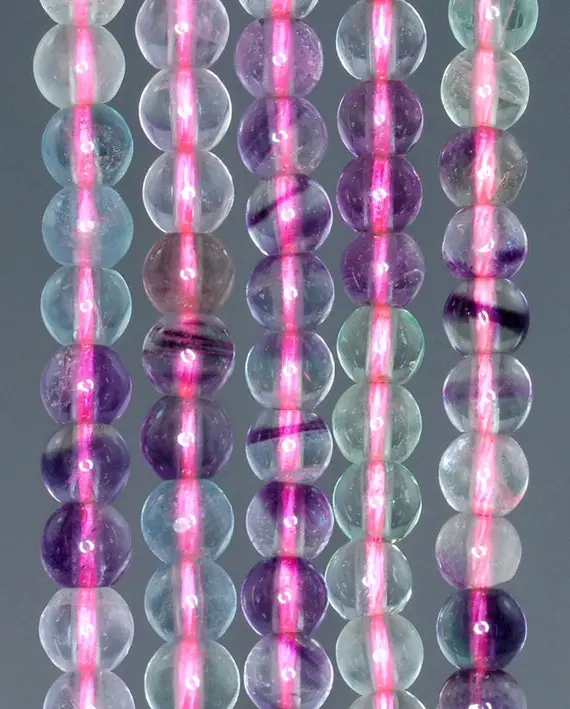 5mm Fluorite Gemstone Rainbow Grade A Round Beads 15.5 Inch Full Strand (90187788-684)