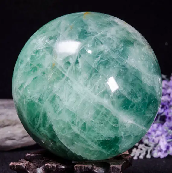 3.5"large Beautiful Green Tats Fluorite Sphere/green Fluorite Ball/colorful Rocks/healing Stone/chakra/zen/meditation-89 Mm 1192 G #8292