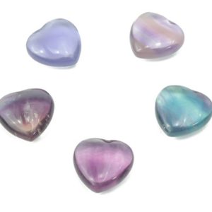 Shop Fluorite Shapes! Fluorite Heart Gemstone – Puffy Heart –  Healing Crystals – Nurturing Stone – Crystal Hearts – 16x16x7mm – HE1267 | Natural genuine stones & crystals in various shapes & sizes. Buy raw cut, tumbled, or polished gemstones for making jewelry or crystal healing energy vibration raising reiki stones. #crystals #gemstones #crystalhealing #crystalsandgemstones #energyhealing #affiliate #ad