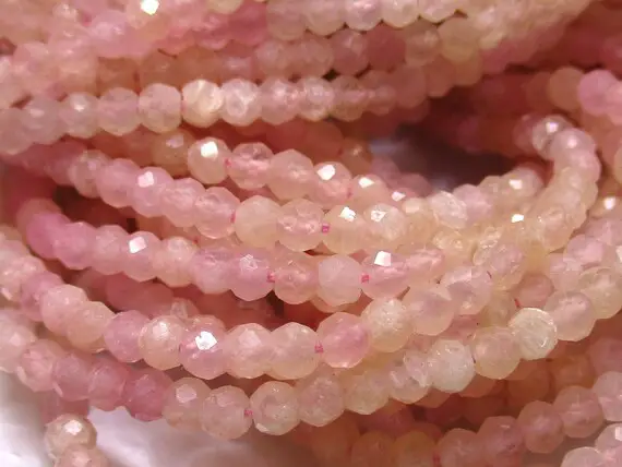 Full 13 Inch Strand, 2.5-3mm, Pink Calcite Faceted Rondelle, Heart Chakra Stones, Healing Crystals, B-0170