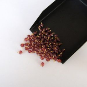Shop Garnet Faceted Beads! 25 pcs Natural Garnet Rondelle Beads, Wire Wrapped Gemstone Beads, 3mm Faceted Rondelles, Jewelry Hangings, SKU-JH6 | Natural genuine faceted Garnet beads for beading and jewelry making.  #jewelry #beads #beadedjewelry #diyjewelry #jewelrymaking #beadstore #beading #affiliate #ad