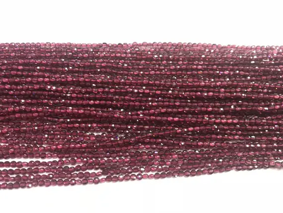 Faceted Red Garnet 2.5mm Flat Round Cut Grade A Natural Coin Beads 15 Inch Jewelry Bracelet Necklace Material Supply