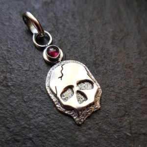 Shop Garnet Pendants! Silver Skull Necklace with textured layers and garnet  Sterling Skull pendant with silver chain | Natural genuine Garnet pendants. Buy crystal jewelry, handmade handcrafted artisan jewelry for women.  Unique handmade gift ideas. #jewelry #beadedpendants #beadedjewelry #gift #shopping #handmadejewelry #fashion #style #product #pendants #affiliate #ad