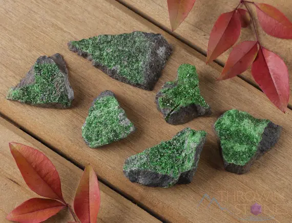Uvarovite Raw Crystal Cluster Druzy - Thin, Rare Calcium Chromium Green Garnet Stone - Home Decor, Raw Crystals And Stones, E0453