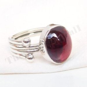 Shop Garnet Rings! Natural Garnet Ring, Wide Band Ring, Sterling Silver Ring, Oval Gemstone, Handmade Ring, Artisan Ring, Bohemian Ring, Affordable Ring, Sale | Natural genuine Garnet rings, simple unique handcrafted gemstone rings. #rings #jewelry #shopping #gift #handmade #fashion #style #affiliate #ad