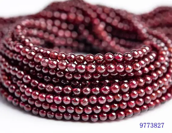 Natural Red Garnet Gemstone Grade Aa Round 3-4mm 4-5mm 5mm 5-6mm Loose Beads