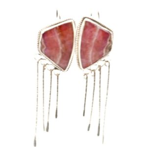 Shop Pink Calcite Earrings! Genuine Cobolt Calcite and Sterling Silver earrings, with hammered dangles, red earrings, large earrings, white and pink | Natural genuine Pink Calcite earrings. Buy crystal jewelry, handmade handcrafted artisan jewelry for women.  Unique handmade gift ideas. #jewelry #beadedearrings #beadedjewelry #gift #shopping #handmadejewelry #fashion #style #product #earrings #affiliate #ad